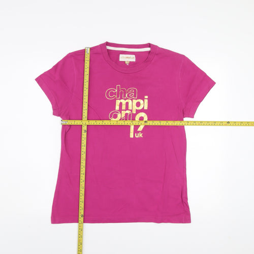 Champion Womens Pink Crew Neck Cotton T-Shirt Size 10