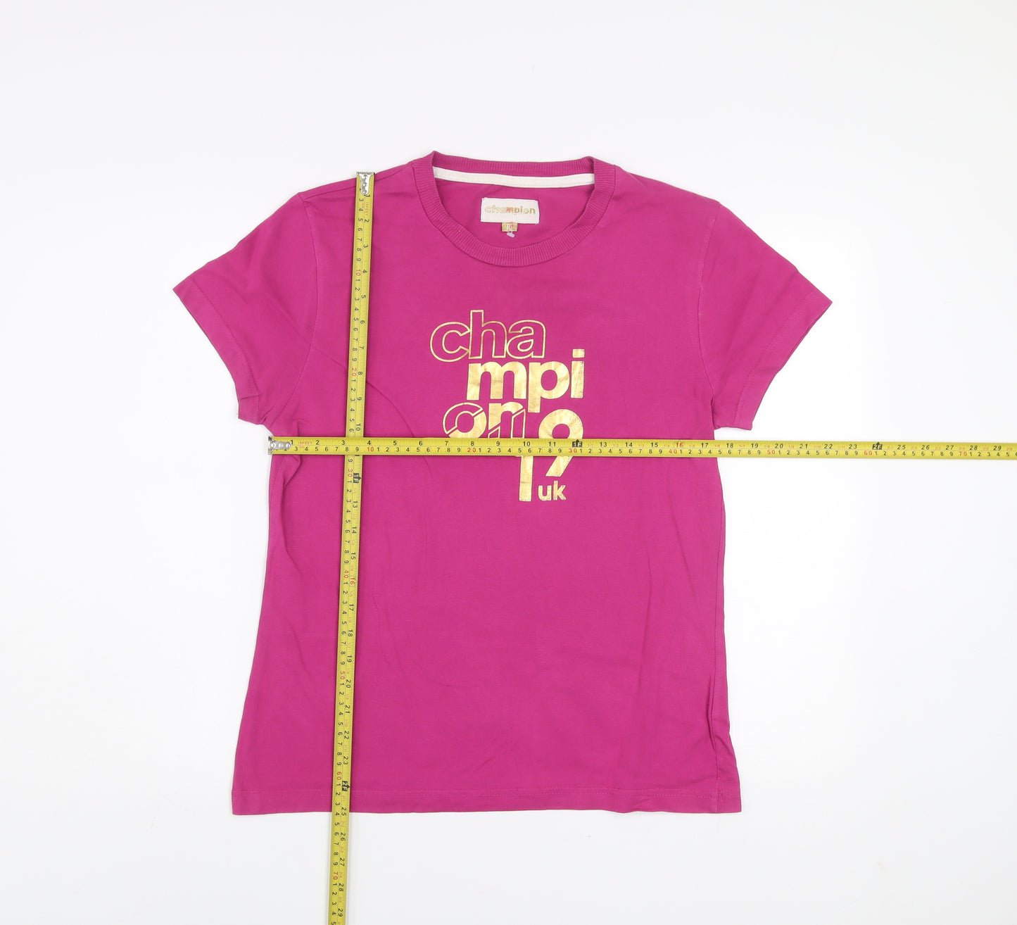 Champion Womens Pink Crew Neck Cotton T-Shirt Size 10