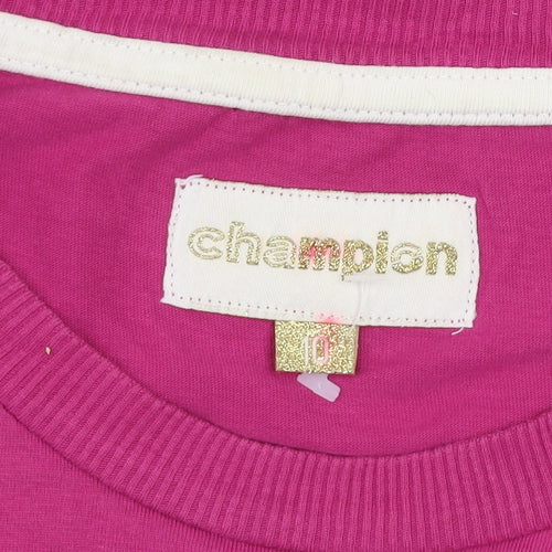 Champion Womens Pink Crew Neck Cotton T-Shirt Size 10