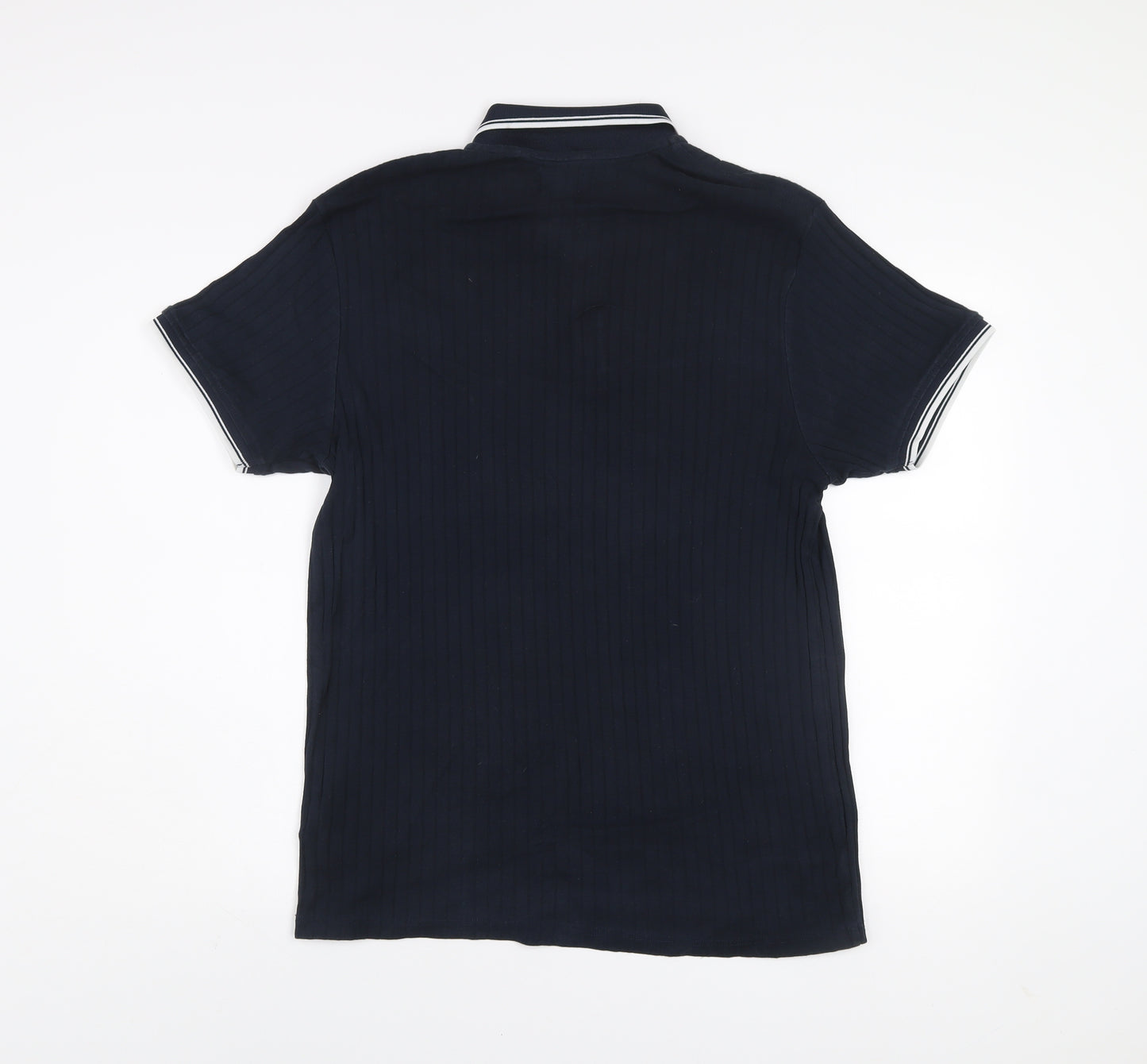 Burton Menswear London Navy Blue Cotton Zip Polo Shirt Mens L