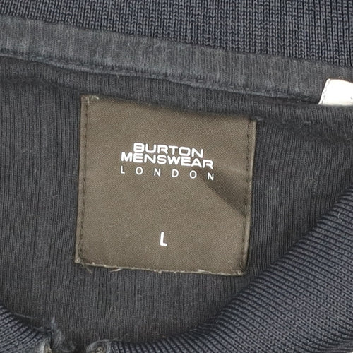 Burton Menswear London Navy Blue Cotton Zip Polo Shirt Mens L