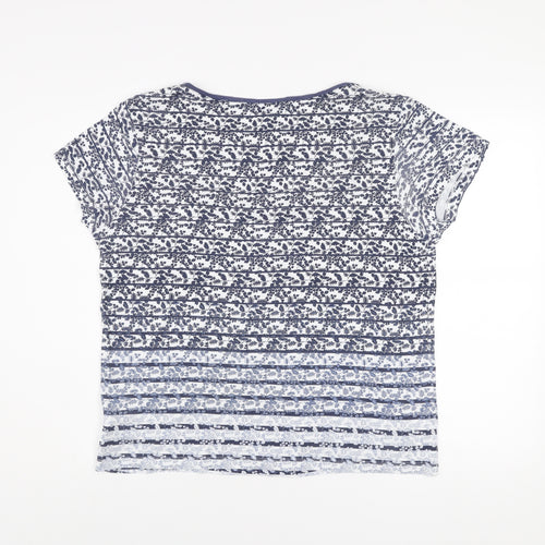Maine New England Women’s Blue Floral Cotton T-Shirt Size 16