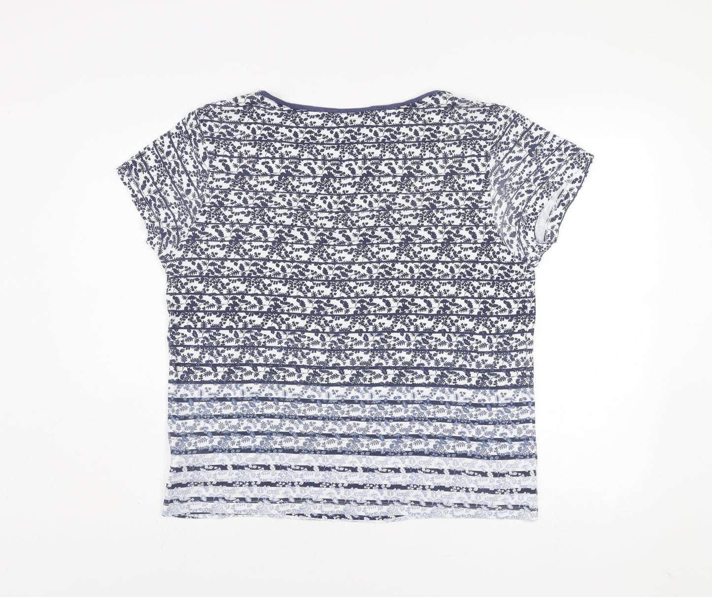 Maine New England Women’s Blue Floral Cotton T-Shirt Size 16