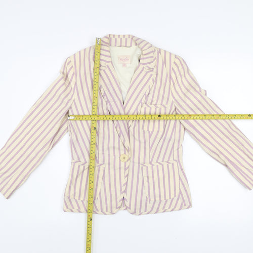 Whistles Women’s Multicoloured Striped Cotton Linen Blazer UK 10