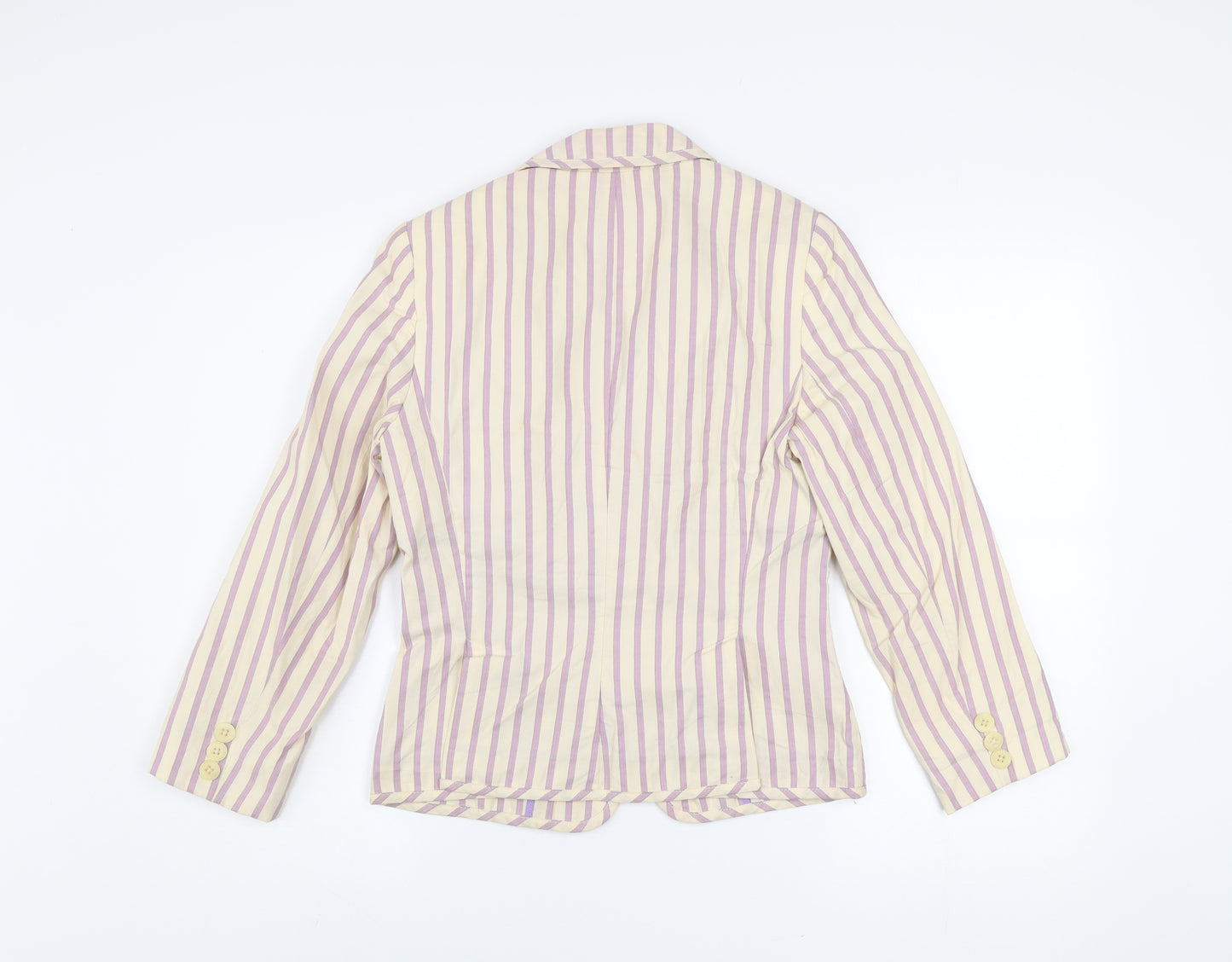 Whistles Women’s Multicoloured Striped Cotton Linen Blazer UK 10