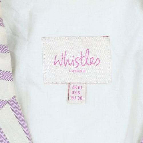 Whistles Women’s Multicoloured Striped Cotton Linen Blazer UK 10