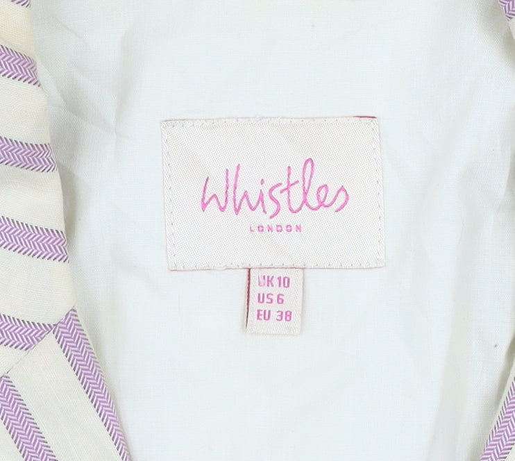 Whistles Women’s Multicoloured Striped Cotton Linen Blazer UK 10