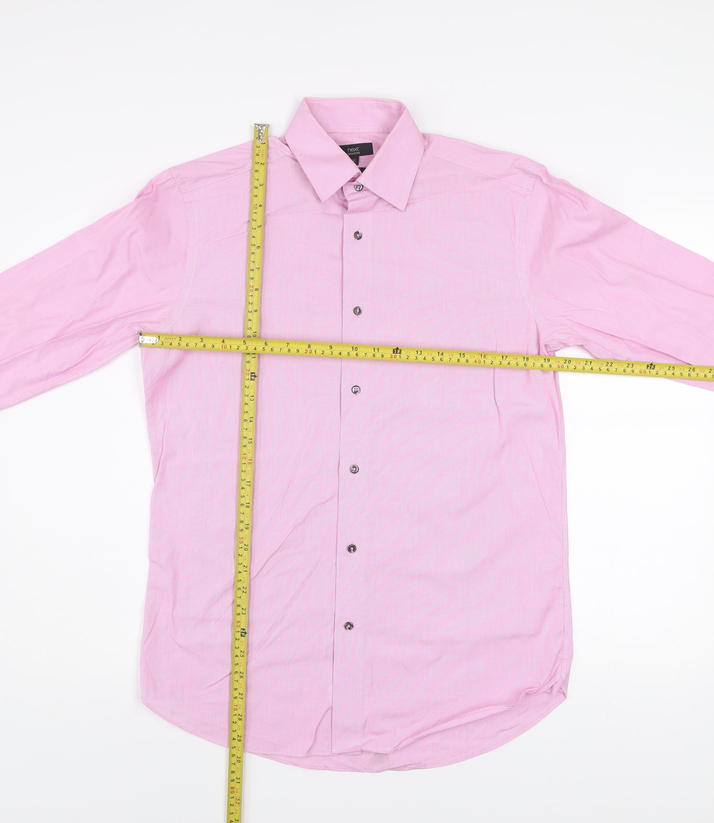 Next Signature Men's Pink Tailored Fit Cotton Dress Shirt 15in 38cm