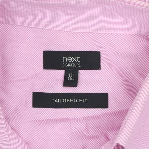 Next Signature Men's Pink Tailored Fit Cotton Dress Shirt 15in 38cm
