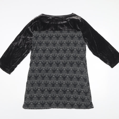 White Stuff Womens Grey Velvet Panel Shift Dress Size 12