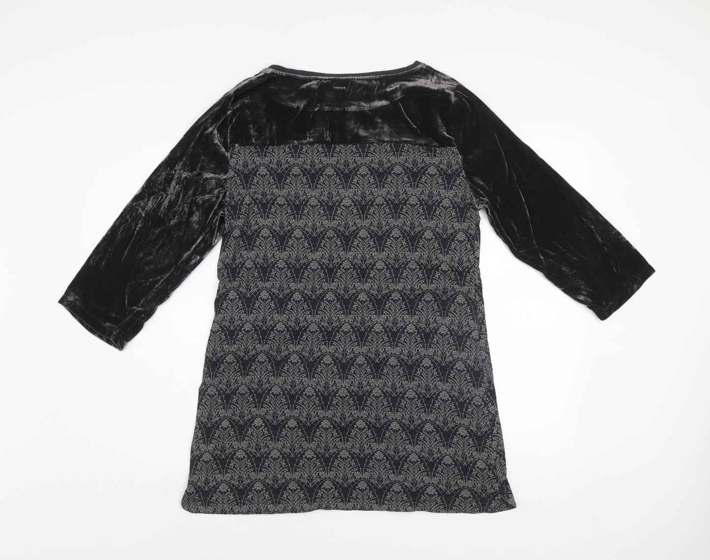 White Stuff Womens Grey Velvet Panel Shift Dress Size 12