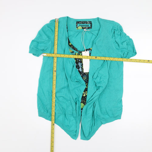 Rocha John Rocha Women's Green Short Sleeve Open Knit Cardigan Size 12