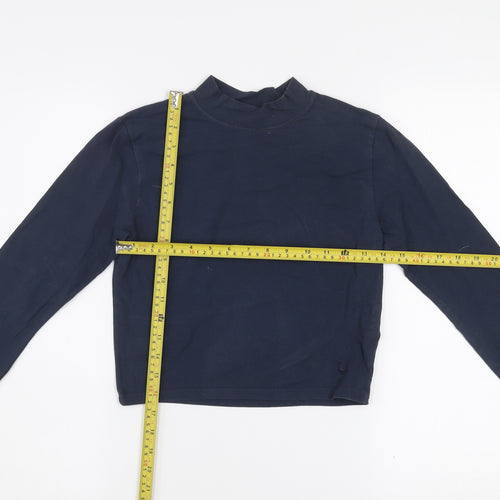Jack Wills Women's Blue Cropped Mock Neck Long Sleeve T-Shirt Size 12