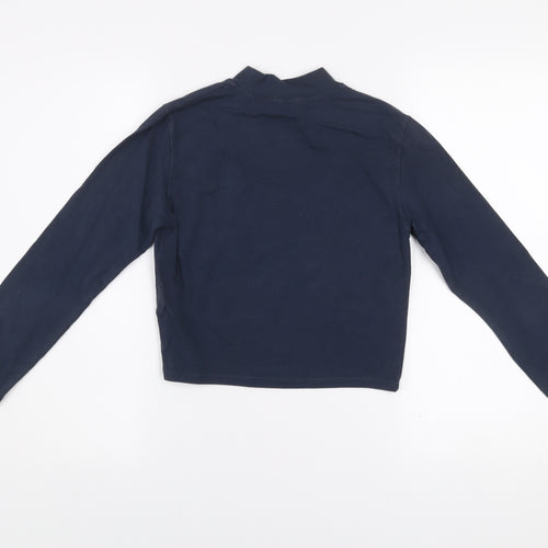 Jack Wills Women's Blue Cropped Mock Neck Long Sleeve T-Shirt Size 12