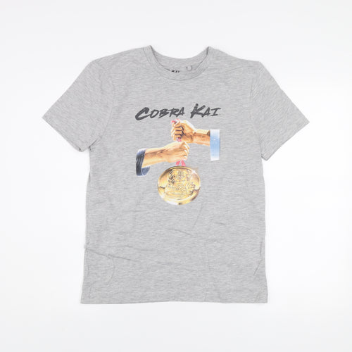 Cobra Kai Men's Grey Crew Neck Graphic T-Shirt Size S