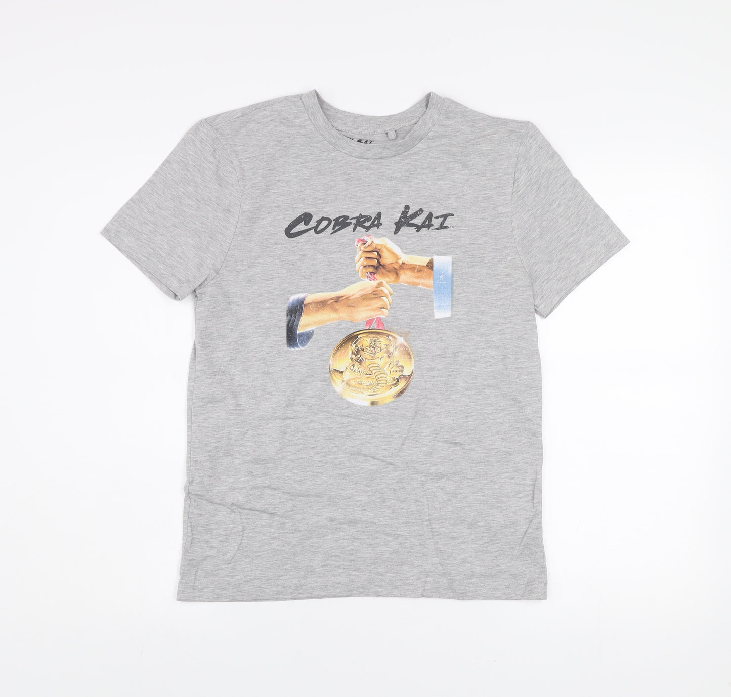 Cobra Kai Men's Grey Crew Neck Graphic T-Shirt Size S