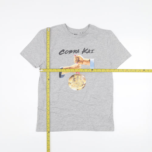 Cobra Kai Men's Grey Crew Neck Graphic T-Shirt Size S