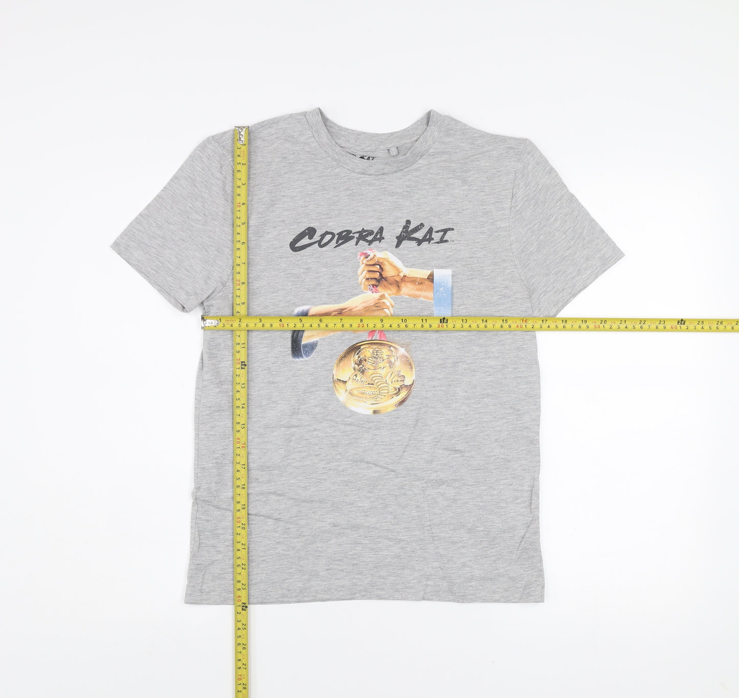 Cobra Kai Men's Grey Crew Neck Graphic T-Shirt Size S