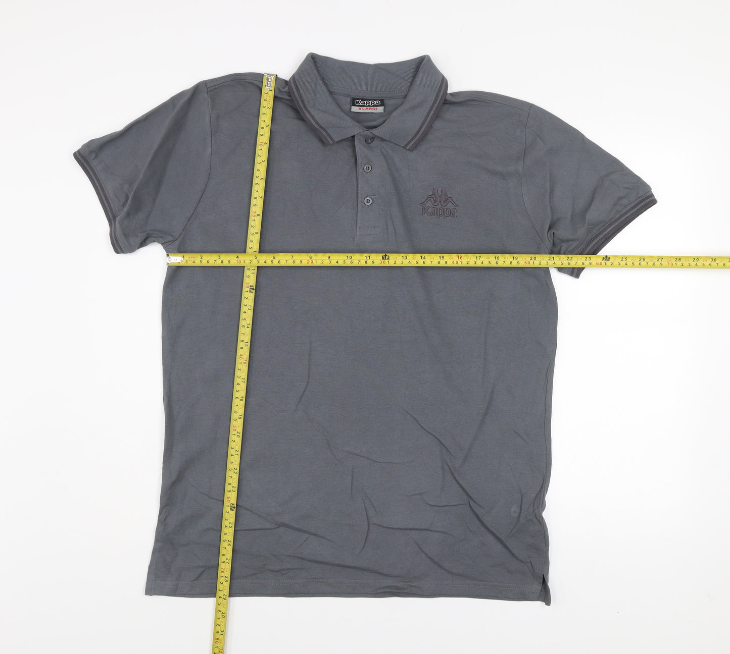 Kappa Men’s Grey Short Sleeve Polo Shirt XL Cotton Casual