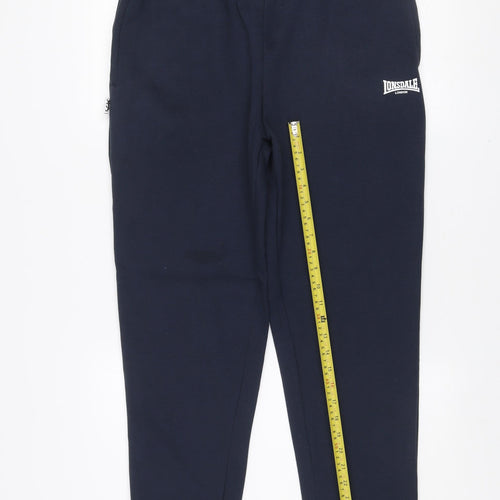 Lonsdale Men’s Blue Jogger Sweatpants M Fleece Tapered Fit