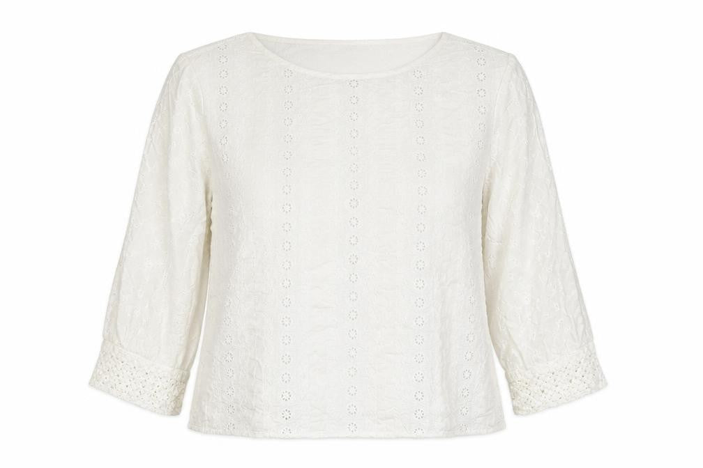 Front view of Gap women’s white cotton embroidered lace tunic blouse xl