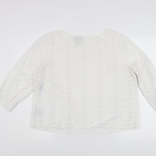 Gap Womens White Cotton Embroidered Lace Tunic Blouse XL