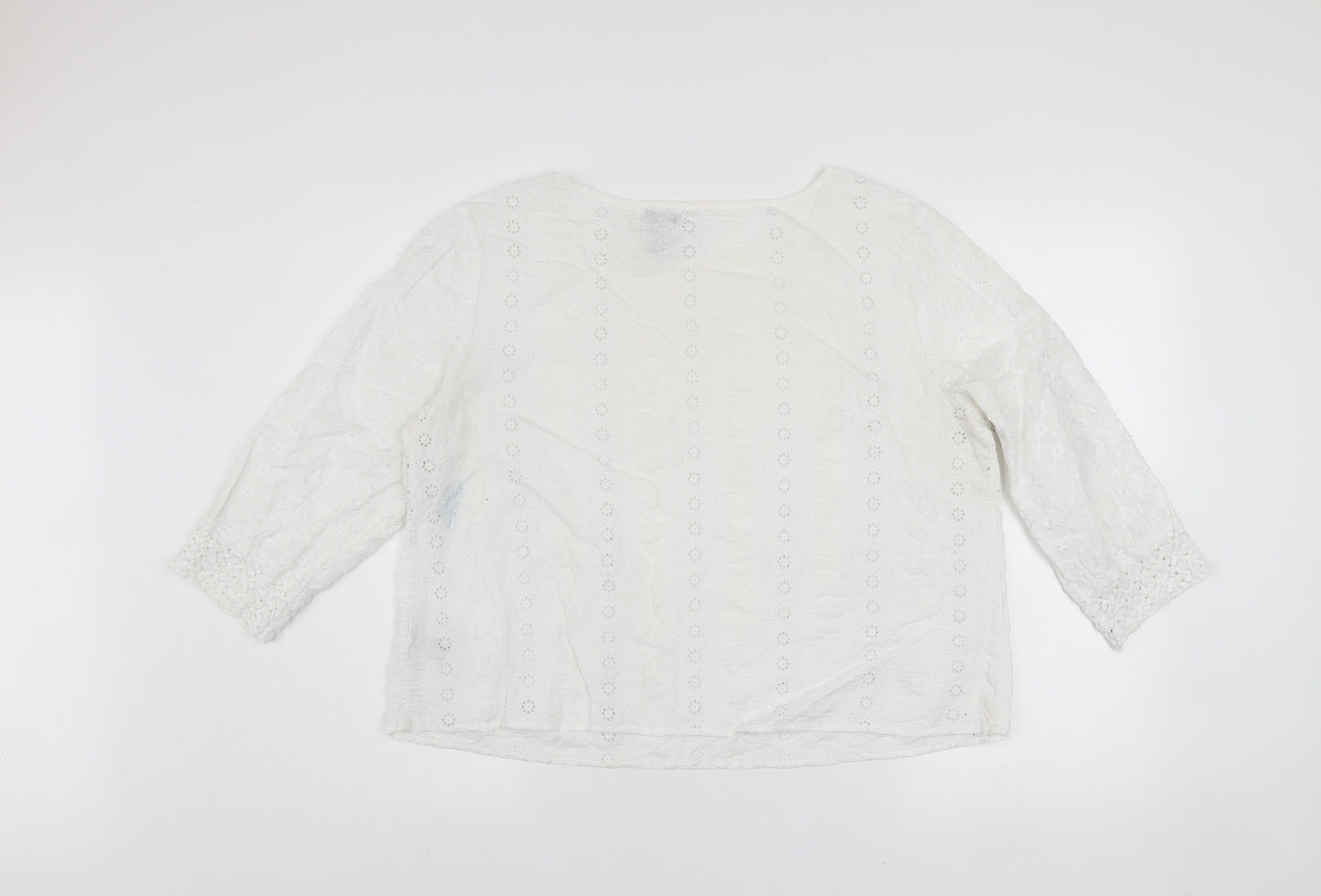 Gap Womens White Cotton Embroidered Lace Tunic Blouse XL