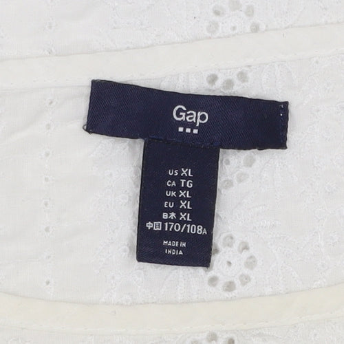Gap Womens White Cotton Embroidered Lace Tunic Blouse XL