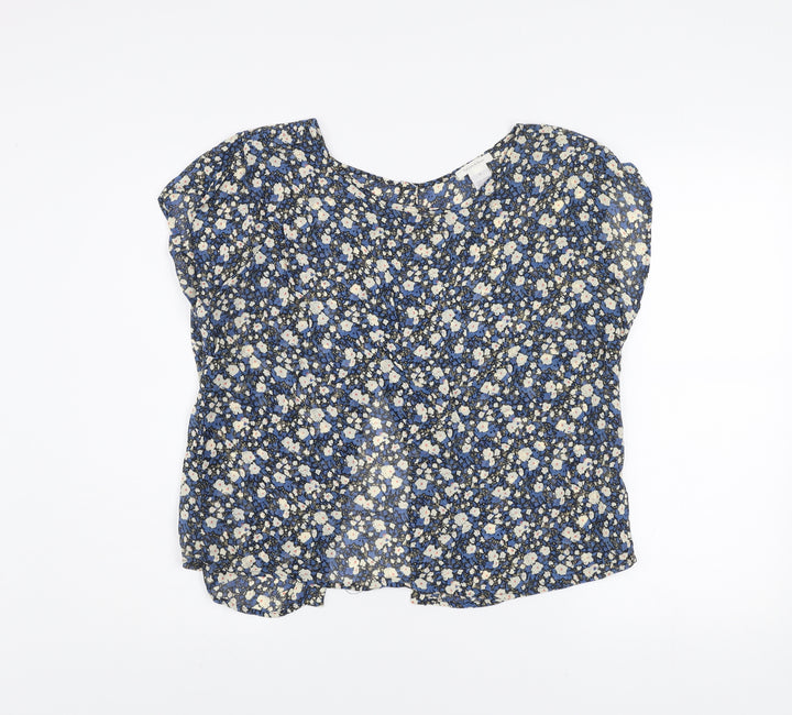 Dylan & Rose Women's Blue Floral Rayon Tunic Blouse Size 10