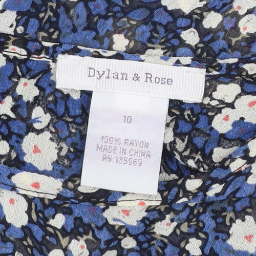 Dylan & Rose Women's Blue Floral Rayon Tunic Blouse Size 10
