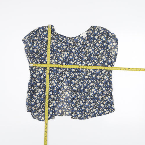 Dylan & Rose Women's Blue Floral Rayon Tunic Blouse Size 10