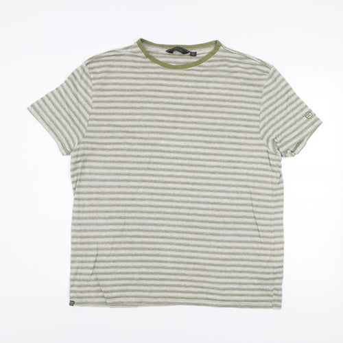 Regatta Men's Green Striped Crew Neck Short Sleeve T-Shirt XL