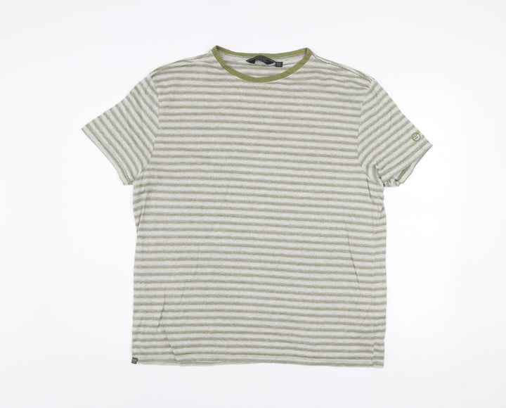 Regatta Men's Green Striped Crew Neck Short Sleeve T-Shirt XL