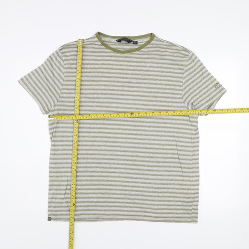 Regatta Men's Green Striped Crew Neck Short Sleeve T-Shirt XL