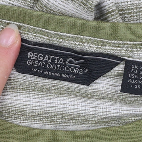 Regatta Men's Green Striped Crew Neck Short Sleeve T-Shirt XL