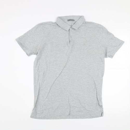 Calvin Klein Jeans Men's Grey Cotton Polo Shirt Size L Classic Fit