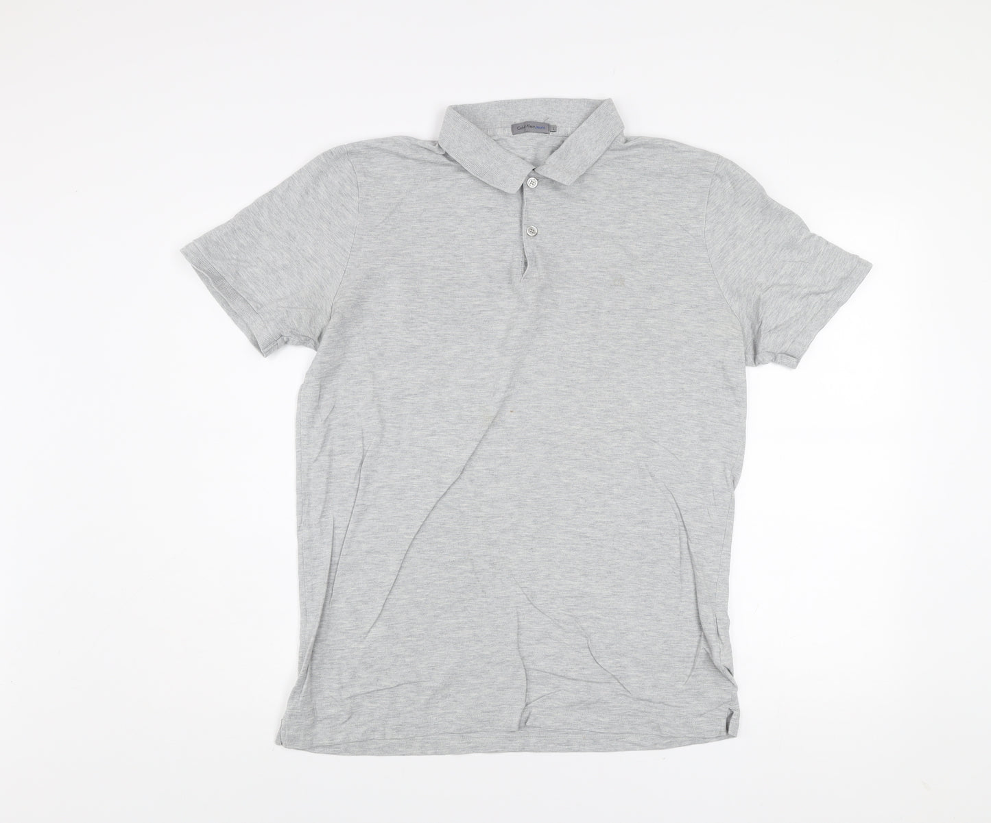 Calvin Klein Jeans Men's Grey Cotton Polo Shirt Size L Classic Fit