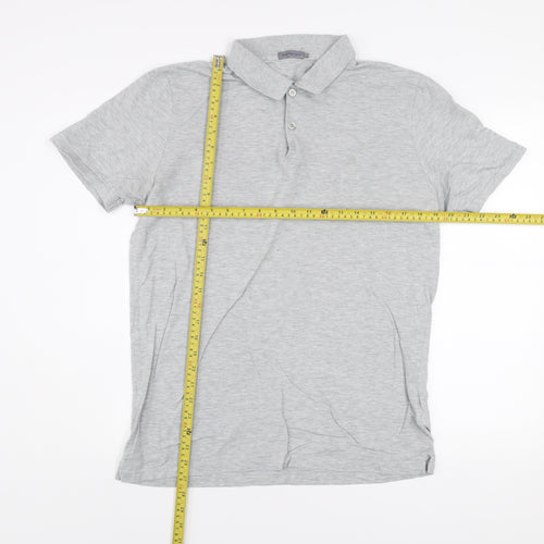 Calvin Klein Jeans Men's Grey Cotton Polo Shirt Size L Classic Fit