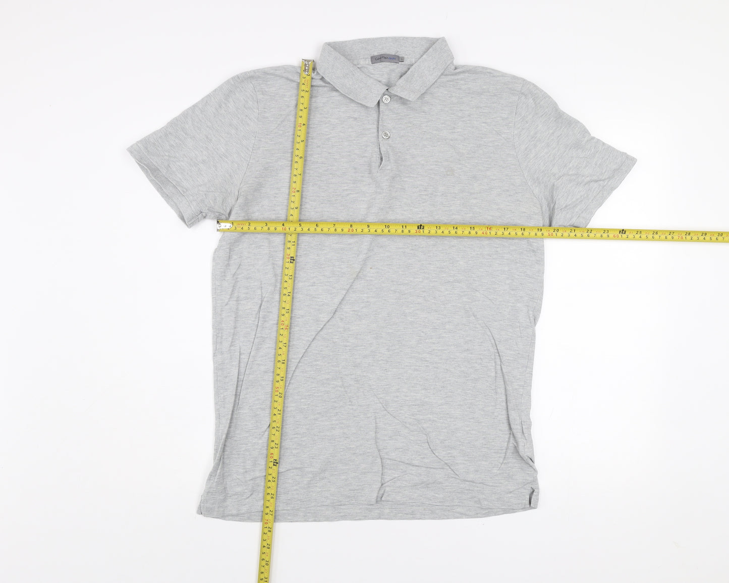 Calvin Klein Jeans Men's Grey Cotton Polo Shirt Size L Classic Fit