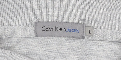 Calvin Klein Jeans Men's Grey Cotton Polo Shirt Size L Classic Fit