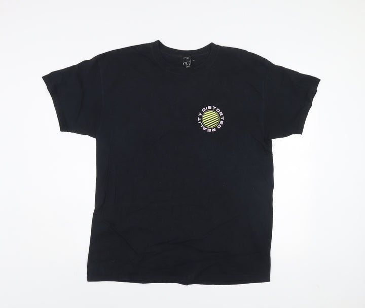 New Look Men's Black Medium Graphic Print T-Shirt - Distorted Reality Style