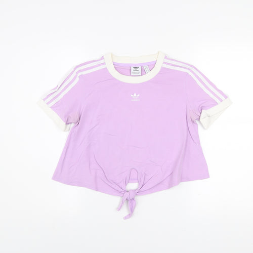 Adidas Women’s Purple Cropped Tie Front T-Shirt Size 12
