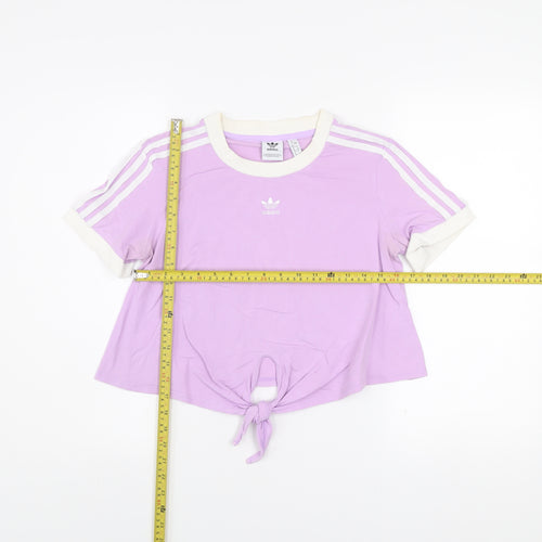 Adidas Women’s Purple Cropped Tie Front T-Shirt Size 12