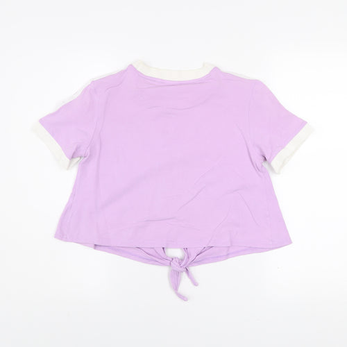 Adidas Women’s Purple Cropped Tie Front T-Shirt Size 12