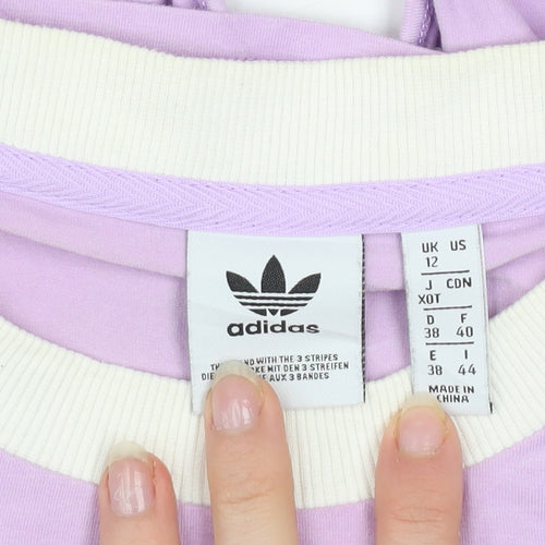 Adidas Women’s Purple Cropped Tie Front T-Shirt Size 12