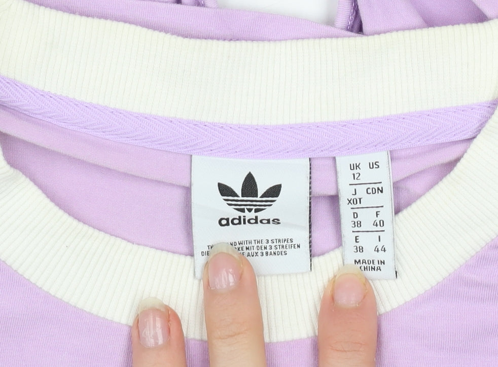 Adidas Women’s Purple Cropped Tie Front T-Shirt Size 12