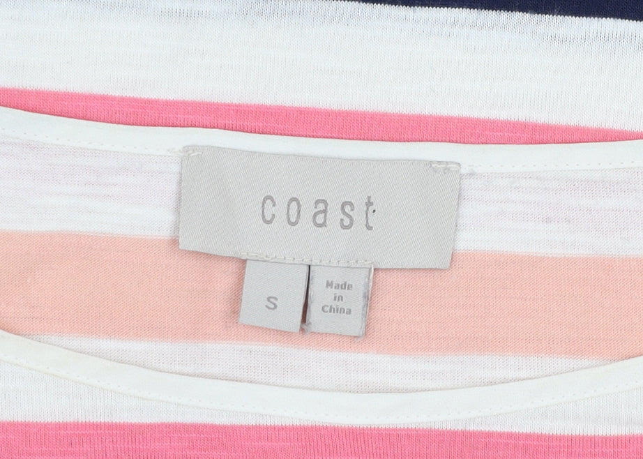 Coast Women's Multicoloured Striped Cotton Jersey T-Shirt Size S