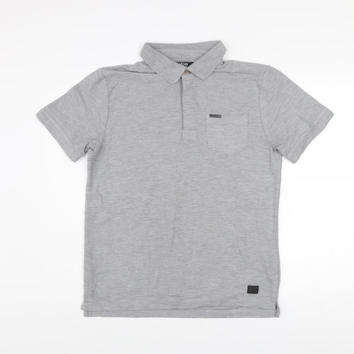 Firetrap Blackseal Men's Grey Polo Shirt Size L Short Sleeve Casual