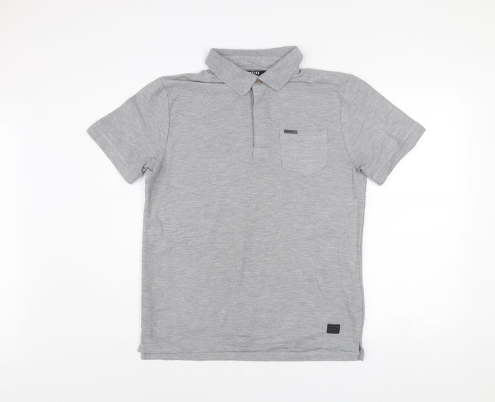 Firetrap Blackseal Men's Grey Polo Shirt Size L Short Sleeve Casual