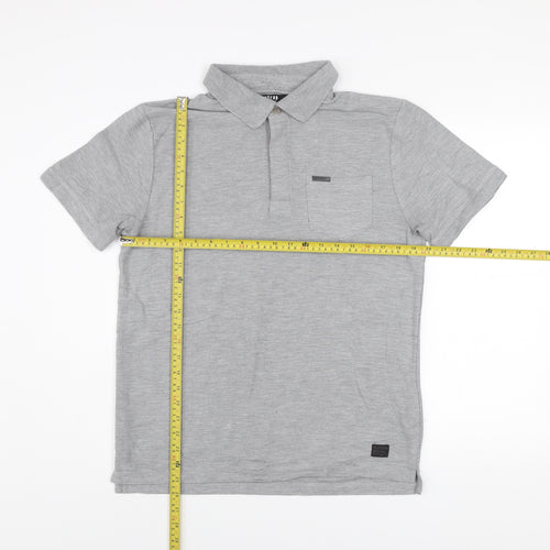 Firetrap Blackseal Men's Grey Polo Shirt Size L Short Sleeve Casual
